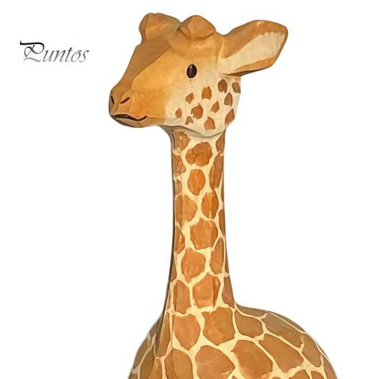 Cute Giraffe Decor for Nursery Wooden Figurine, Cartoon Ornament, Minimalist Animal Hand Painted Crafts Statue, Hand-Painted Desk Shelf Kids