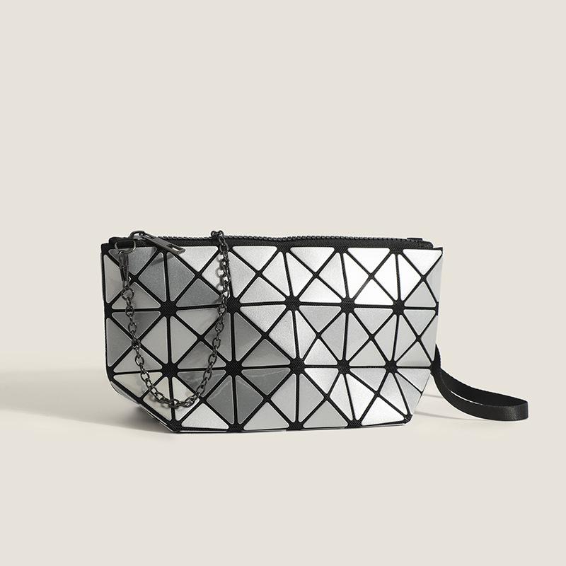 The Same Style of Japanese Geometric Splicing Diamond Folding Women's Bag New Style  One Shoulder Oblique Cross Chain Small Square Bag Handbag