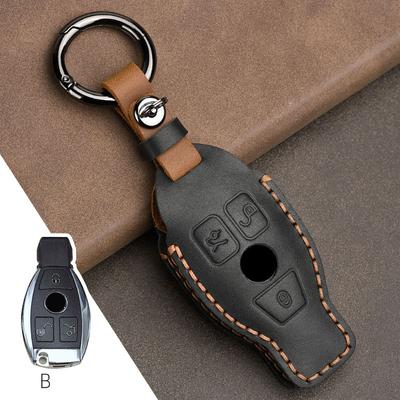 Etui na kluczyk samochodowy z prawdziwej skóry dla Mercedes Benz Klasy A B C S AMG GLA CLA GLC W176 W221 W204 W205 Akcesoria Torba Brelok