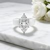 White Silicone CZ Ring for Women, Marquise Cut Cubic Zirconia with White Gold Prongs, Daily Wear Casual Fashion Jewelry Gift