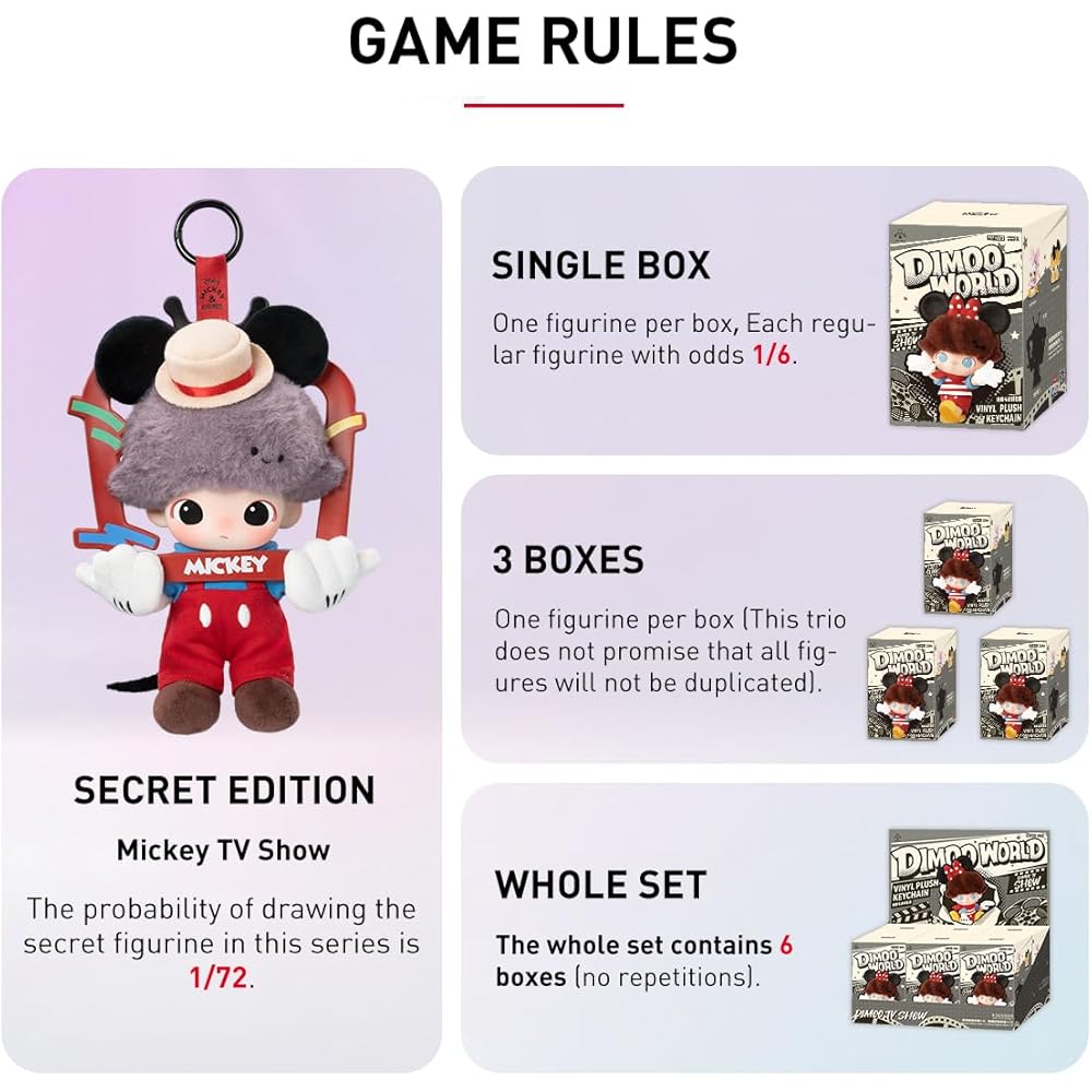 Pop Mart Dimoo World Disney Plush Keychain 1 Piece PVC Soft Vinyl Toy Collectible Figure