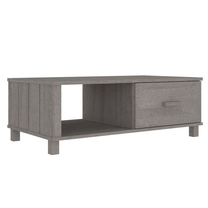 Table basse - vidaXL - HAMAR - Bois massif de pin - Gris clair - 100x55x35 cm