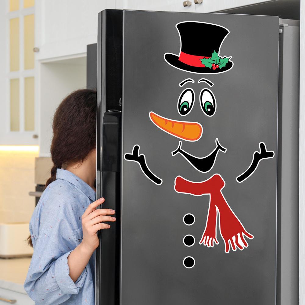 Magnetic refrigerator stickers with snowman image for Christmas. christmas decoration.