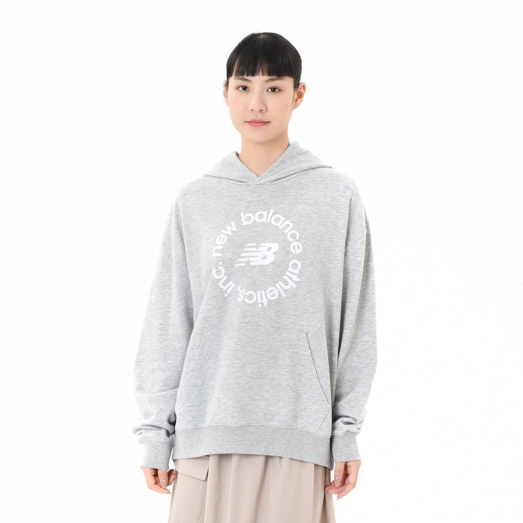 New Balance Sport French Terry Oversized Graphic Hoodie AG Women's (Fleece Lining) (WT43507) (Athletic Gray)
