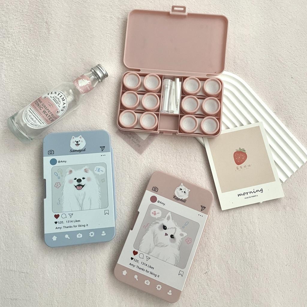 Contact Lens Case Odorless Cartoon Lens Case Contact Lens Storage Box Lightweight For Makeup Bag Travel Suitcase