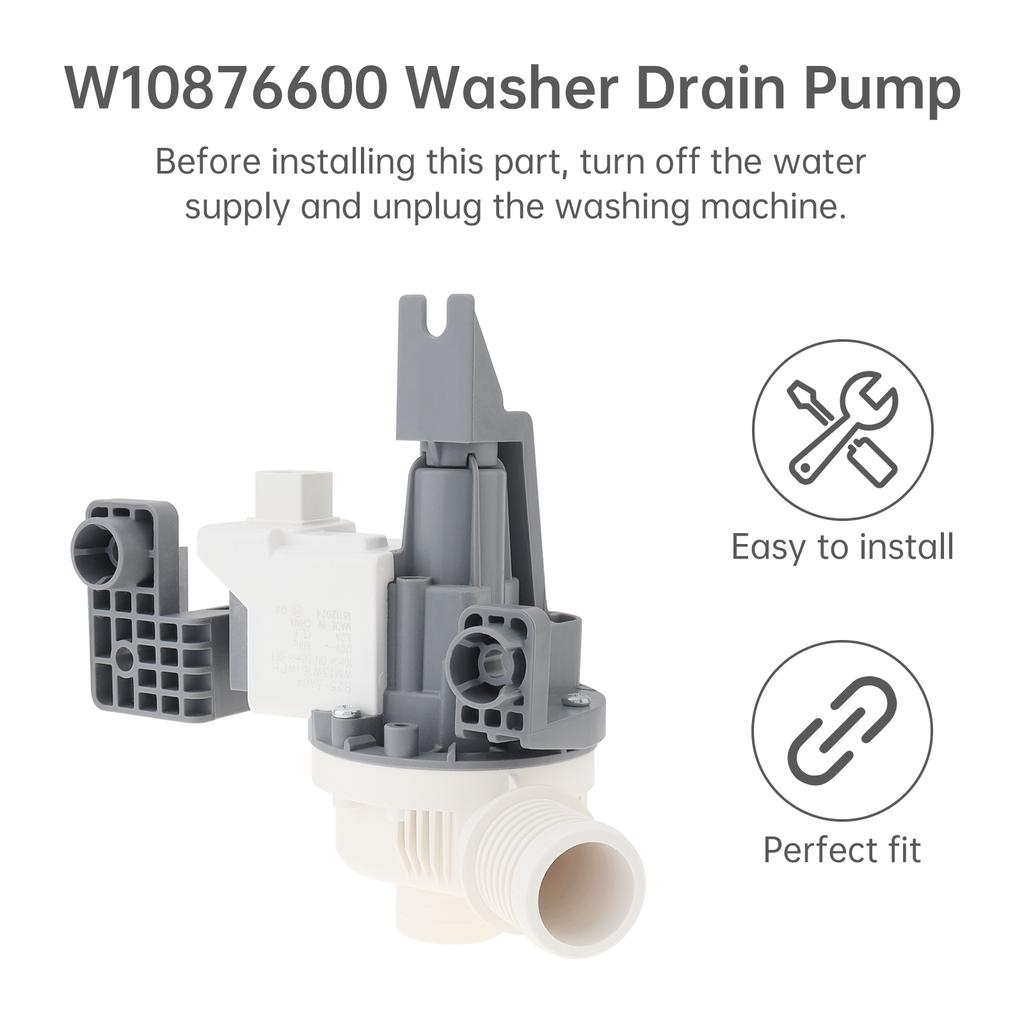 W10876600 Household Washing Machine Water Discharge Pump Universal Home Laundry Equipment Water Outlet Connecting Replacement Parts