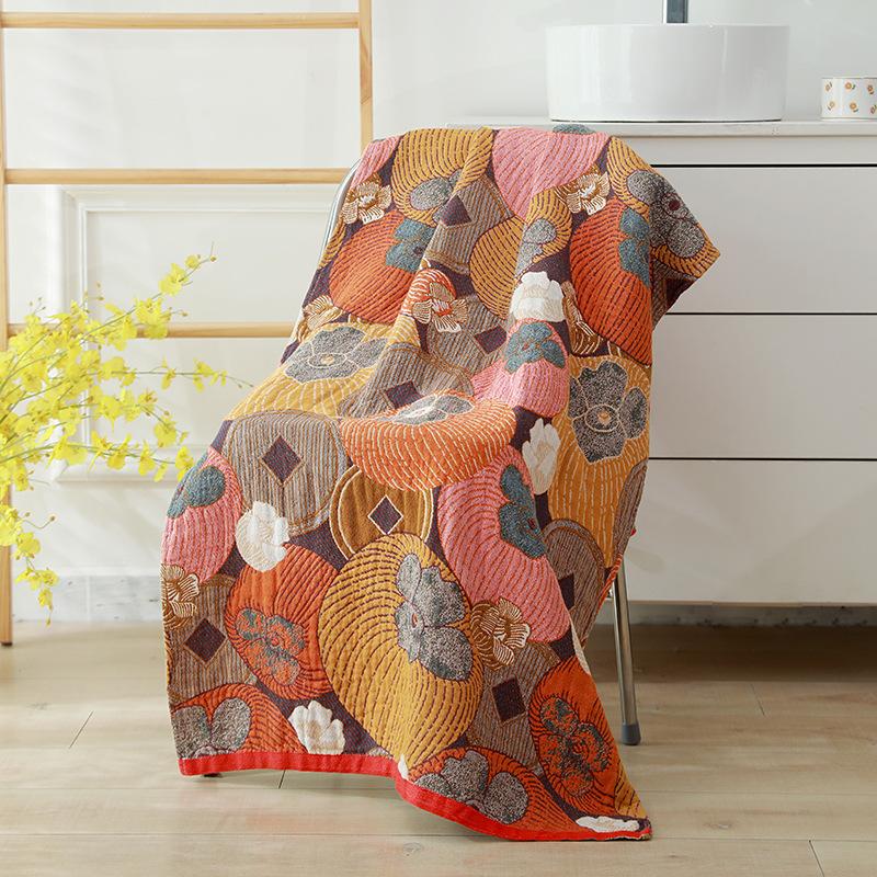 80 X 160cm Pure Cotton Gauze Bath Towel Woven Cartoon Bath Towel Summer Home Bathroom Large Wrap Soft  Beach Towels