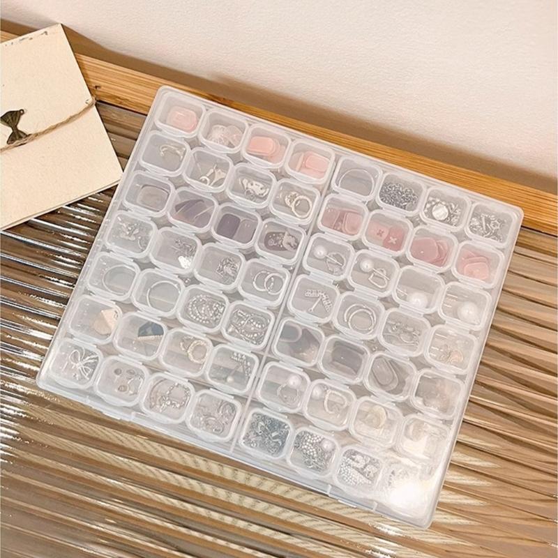Clear Jewelry Storage Box with Lid, Compartment Case for Rings Earrings and Pendants, Vanity Display and Dresser Use