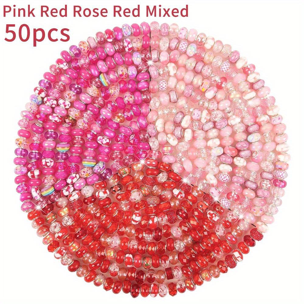 50pcs resin material large hole bead pink series craft bead spacing bead DIY bracelet necklace earrings keychain foot chain phone chain