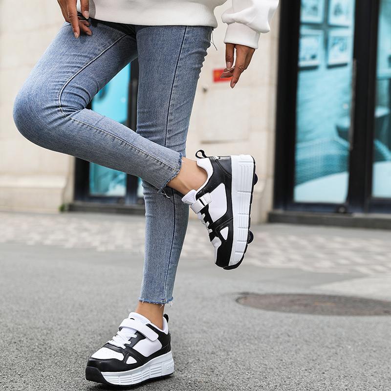 Boy's Plus Size Fashionable Thick Soled Roller Skates Girl's Wheeled Sports Shoes Outdoor Sneaker