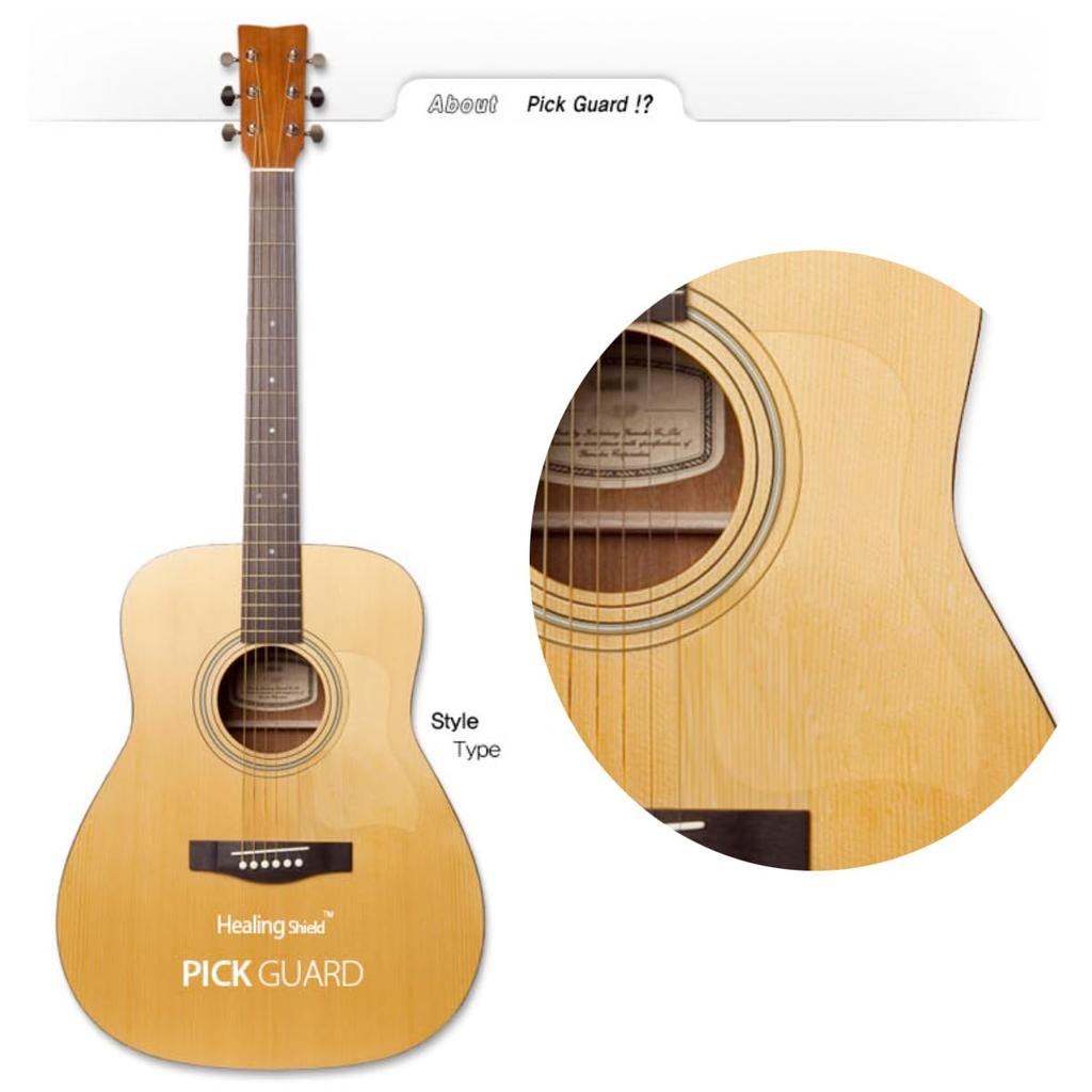 Healing Shield Style Type Clear Matte Premium Acoustic Guitar Pickguard