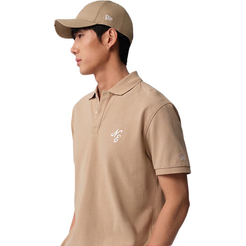 New Era SS24 Embroidered Minimalist Casual Breathable Loose Short Sleeve Polo Shirt Unisex Polo Shirts Khaki 14341336