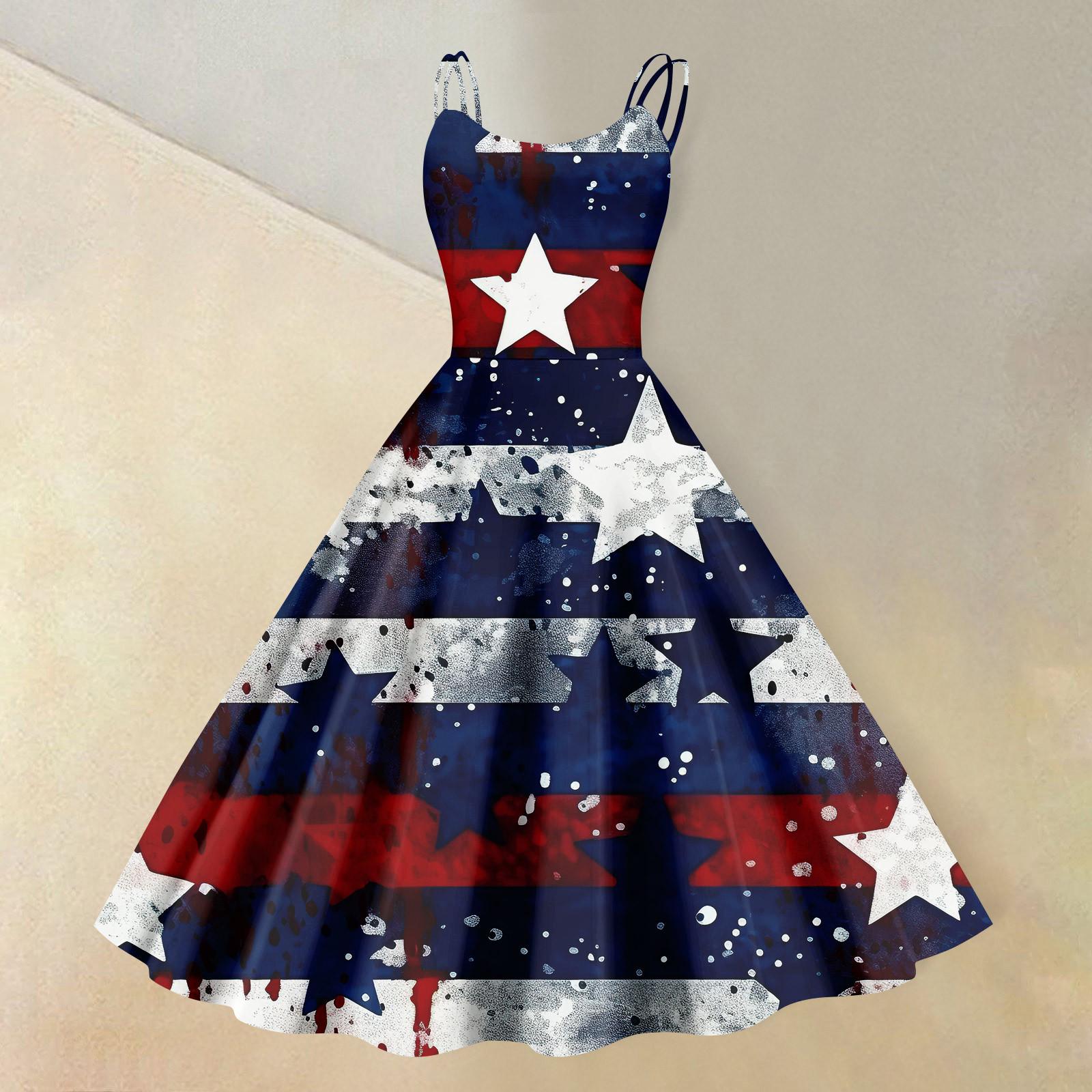 

Women s Casual Fashion Independence Day Print Sexy Off Shoulder Punk Retro Skirt S