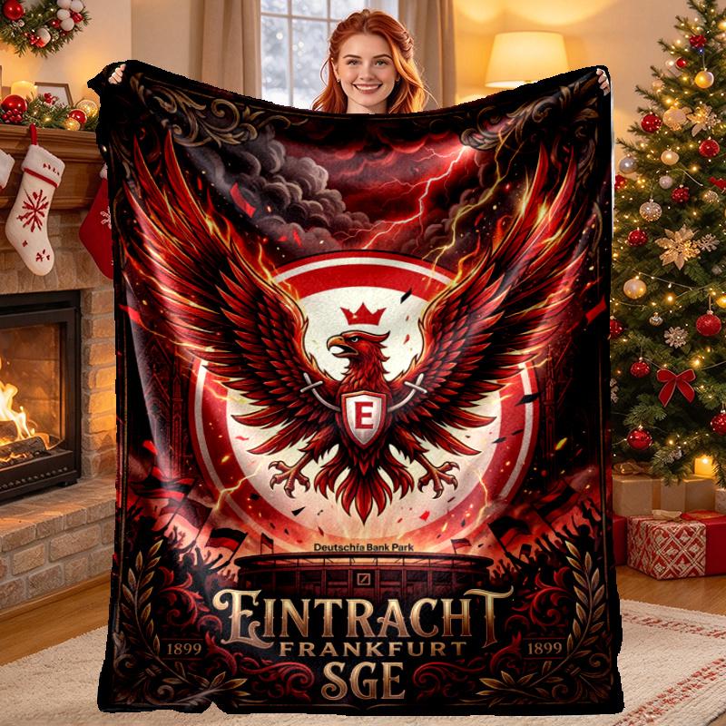 Eintracht Frankfurt Pattern Blanket for Home Decoration, Bed, Sofa, Car Travel, Camping, Suitable for All Seasons, Birthday Christmas Gift