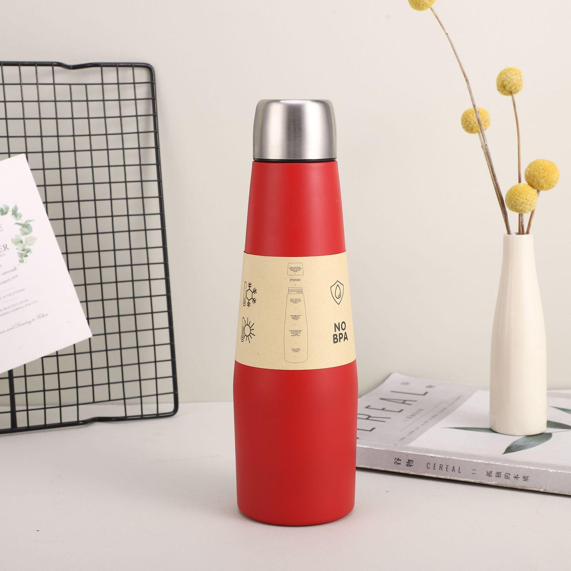 Creative Stainless Steel Thermos Cup High-Looking Simple Coke Bottle Outdoor Sports Kettle Portable 532ml красный