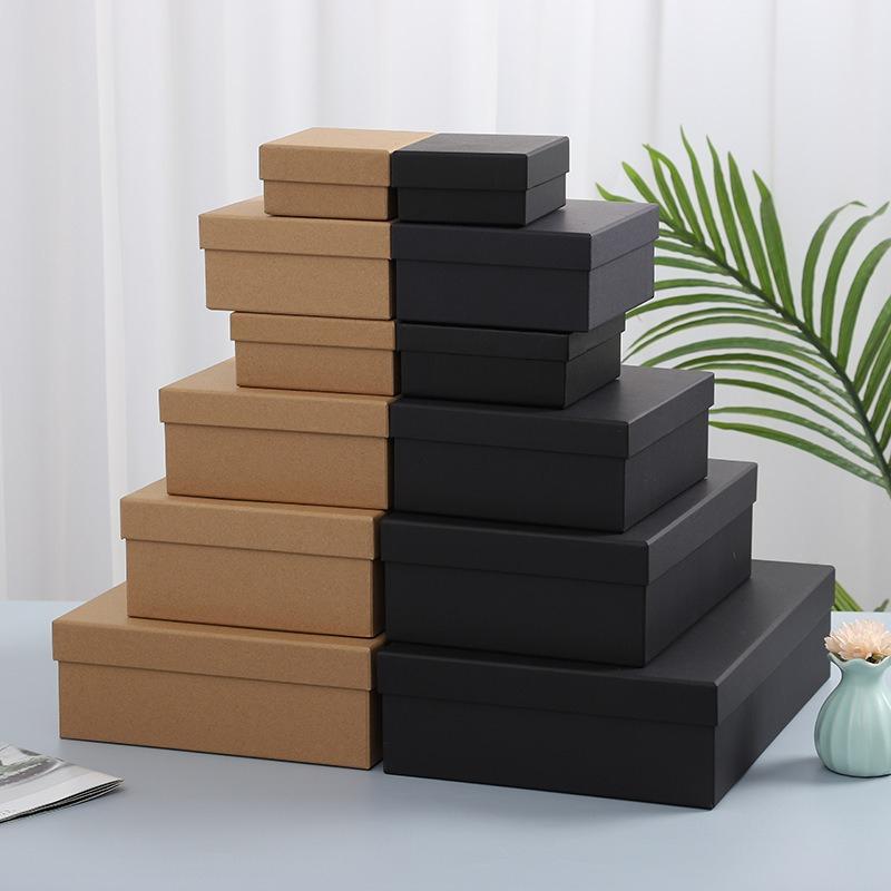 Jewelry Gift Boxes Set Black White Kraft Paper Earring Ring Necklace Storage Case Travel Wedding Dustproof Organizer Wedding Favor Christmas Gift Box