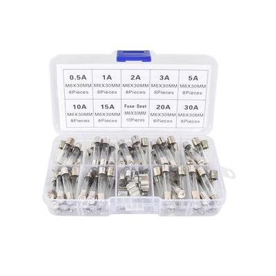 72pcs 6x30mm Glass Tube Fuse Fast Blow Glass Tube Fuse