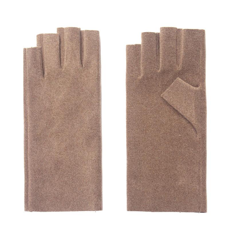 Autumn German velvet warm finger gloves women's winter velvet half-finger student writing finger gloves