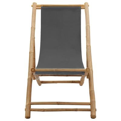 Bamboo and Canvas Lounge Chair Dark Grey