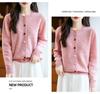 Women's Heavyweight Wool Cardigan with Colorful Buttons and Dot Yarn - Warm Autumn Winter Outerwear Sweater Coat
