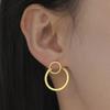 My Shape Double Circle Round Stud Earrings Geometric Earrings Stainless Steel Earrings Minimalist Front Back Earrings Jewelry