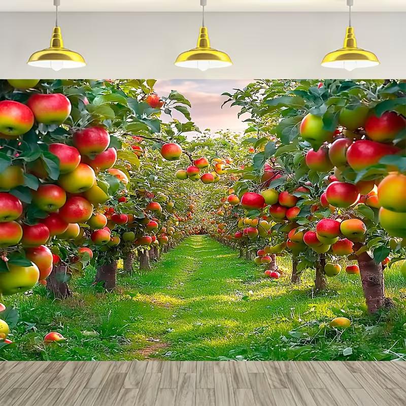 

2D Harvest Theme Tapestry, Apple Orchard with Fresh Fruits for Home Decor 47.2x31.5inch/120*80cm