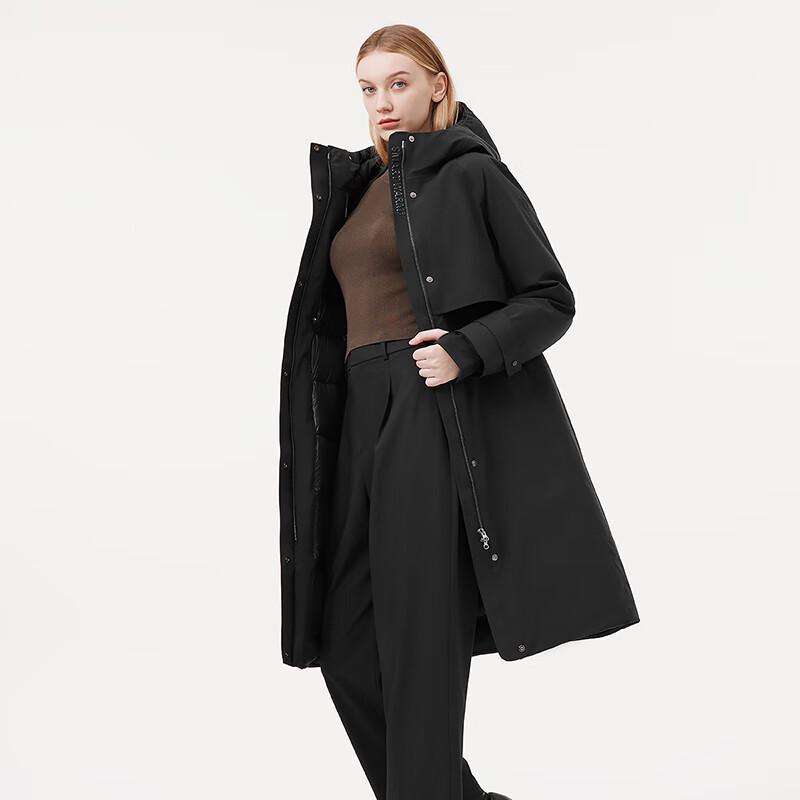 Tanboer Women's Mid-Length Hooded Goose Down Puffer Jacket