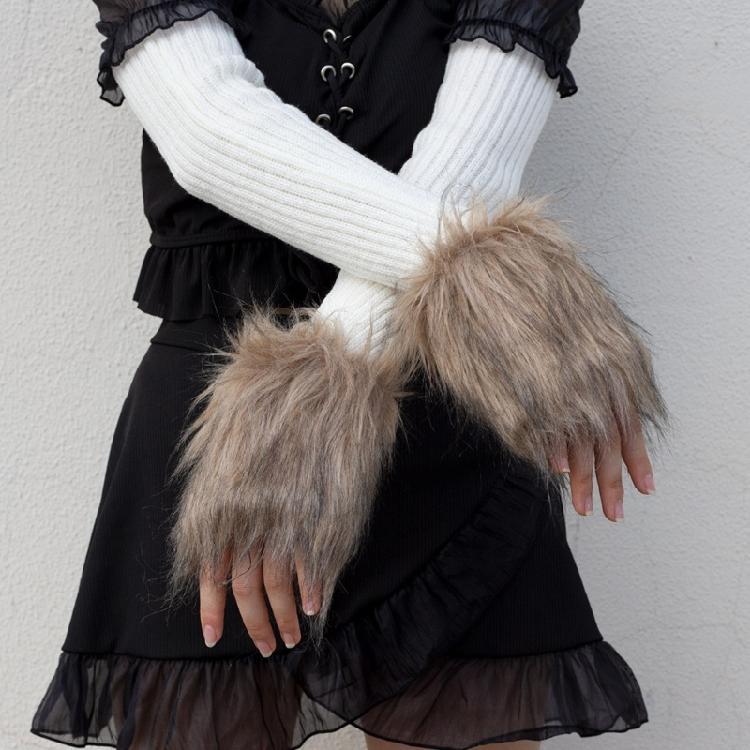 Faux Furs Wrist Cuffs Oversleeve Wrist for Wool Coat Jackets Arm Warmer Sleeve