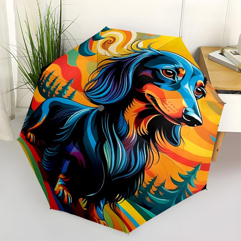 1pc Dachshund Art Print Automatic Folding Umbrella. casual outdoor accessory, for all seasons yy250924062