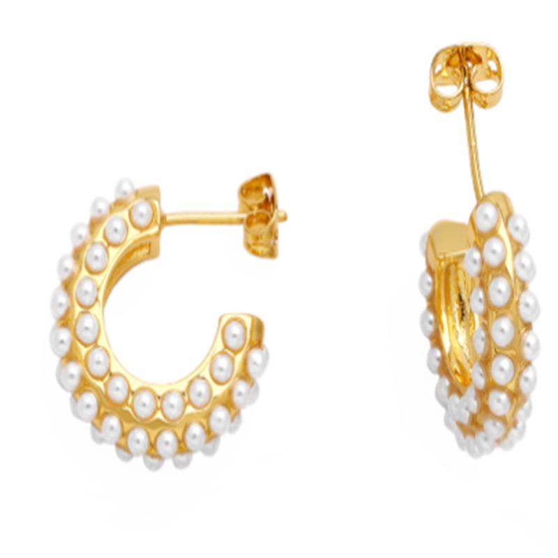 Ins Fashion Simple Niche Light Luxury Earrings Jewelry Titanium Steel Plated 18K Gold Small Rubber Bead Earrings