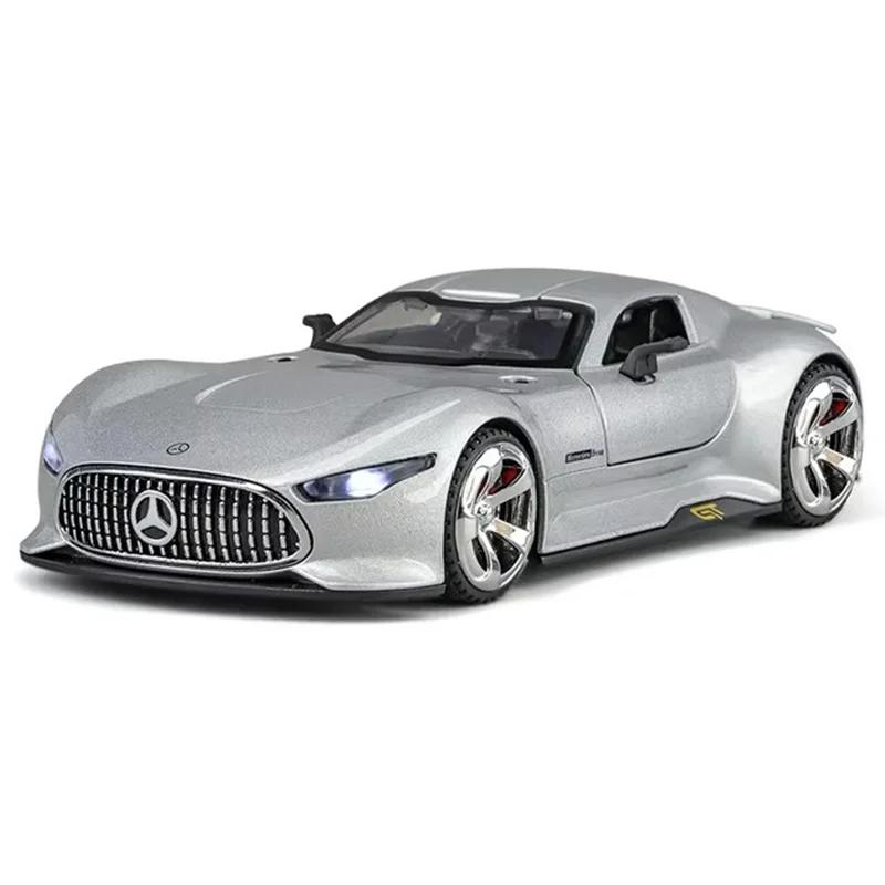 

1/32 Модель спортивного автомобиля из сплава Benz Vision GT, литой металл, гоночный автомобиль, модель транспортного средства, высокая симуляция, звук и свет, детская игрушка, подарок серебряный