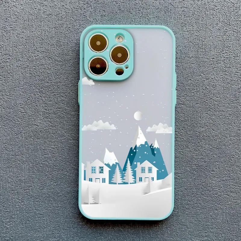Christmas Winter Snow Scenery Phone Case For iPhone 16 15 14 13 12 11 Pro Max Mini X XS XR 7 8 Plus Shockproof Hard Cover Fundas