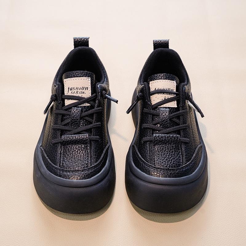 Children's sports shoes spring and autumn new boys' real soft leather board shoes soft sole single shoes medium and older children's casual shoes