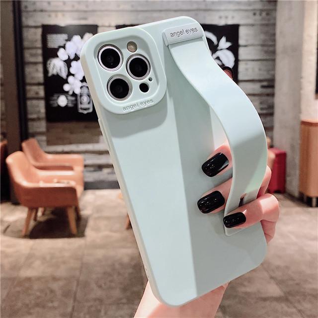 

Модный винно-красный резиновый ремешок на запястье, чехол для телефона с кронштейном для Iphone 13 Pro Max 11 12 Xs X Xr 7 8 Plus, чехол на руку, мягкий бампер For iPhone 13Pro Max