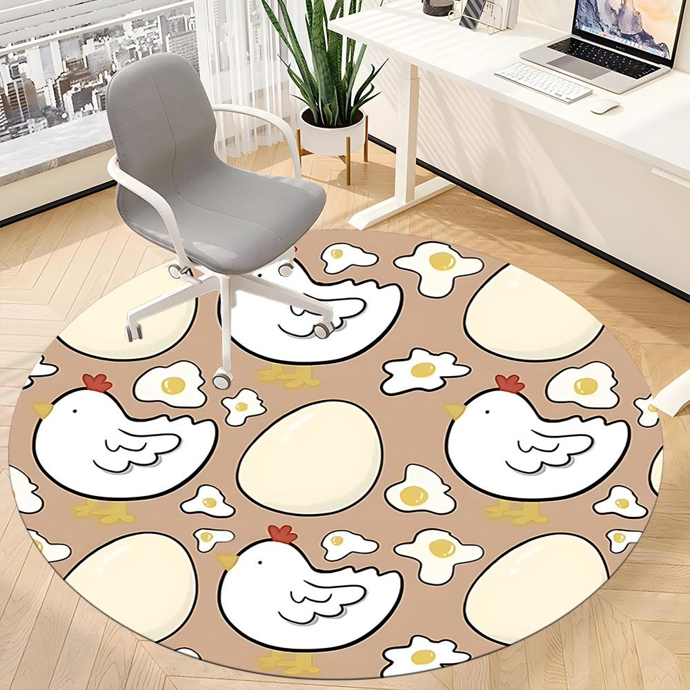 1pc Egg Hen Office Round Rug, Non-slip, Soft and Durable Office Rug for Interior Decoration, Perfect for Office, Beautiful Decoration Yy260323080