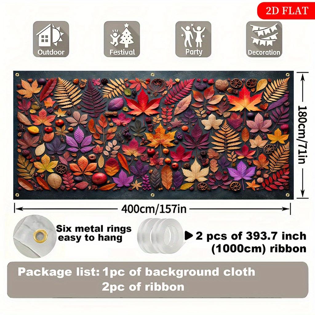 2D Plane 1 Piece Red and Purple Autumn Leaves Background Cloth 2D Plane Printing for Multi-scene Application