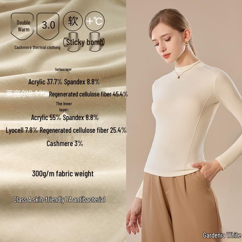 Slim-Fit Half-High Neck German Velvet Warm Mid-Neck Cashmere Knitwear Top