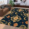 Snake and Moon Pattern Carpet with Floral Details, Dark Boho Style Suitable for Use As an Anti-slip for Living Room Bedroom Sofas
