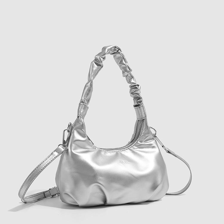 Silver Handbags Female 2025 New Special-Interest Design Crossbody Chain Bag High Sense Work Commute Small Carrying Bag