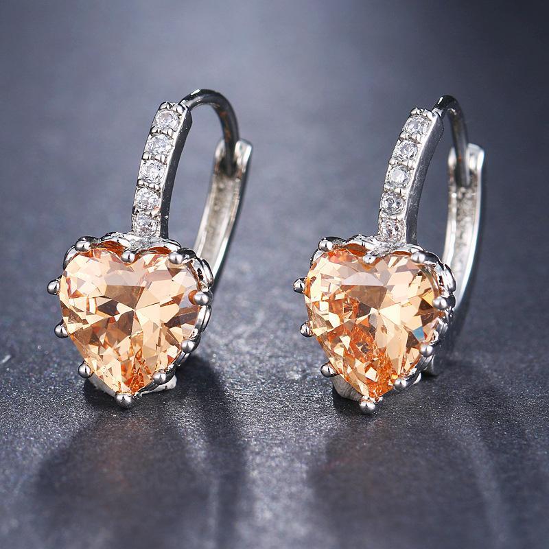 1 Pair Classic Fashion Heart-Shape High Quality Zirconia Hoop Earrings For Trend Women Lovely Birthday Jewelry Gift