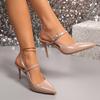 Fashion Sexy Pointed Toe Sling Back Pumps Women 2025 Summer Patent Leather Thin High Heels Shoes Woman Fashion Metal Buckle Sandals