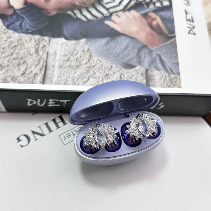 Hochwertiges Material Blume Strassstein Bluetooth Headset Clip Abnehmbar Exquisite Anti-Verlust Ohrhörer Schnalle zum Verschenken