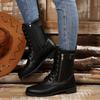 Plus-size Shoes Flat Casual Round-toed Fashionable Boots Belt-buckle Mid-calf Boots