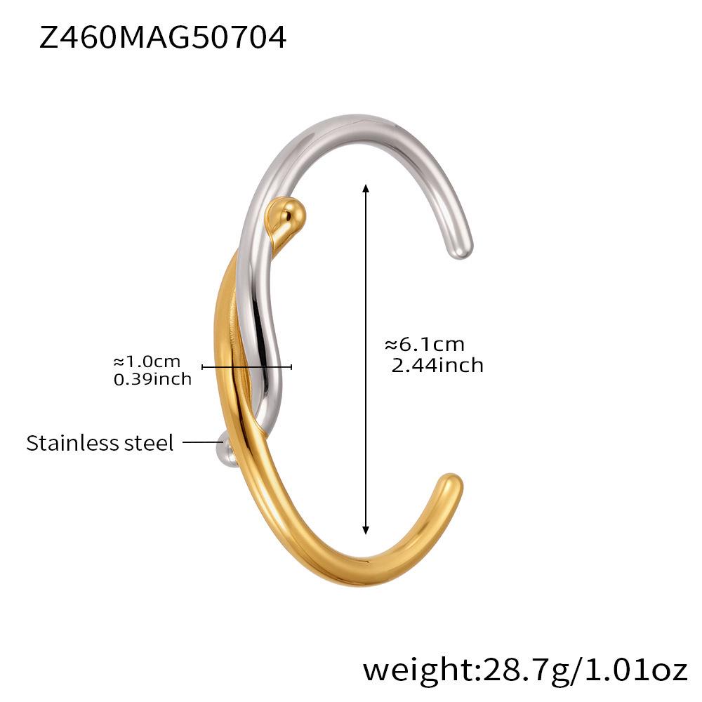 18K Gold-Plated Stainless Steel Geometric Bamboo Joint Multi-Color Cuff Bracelet Set