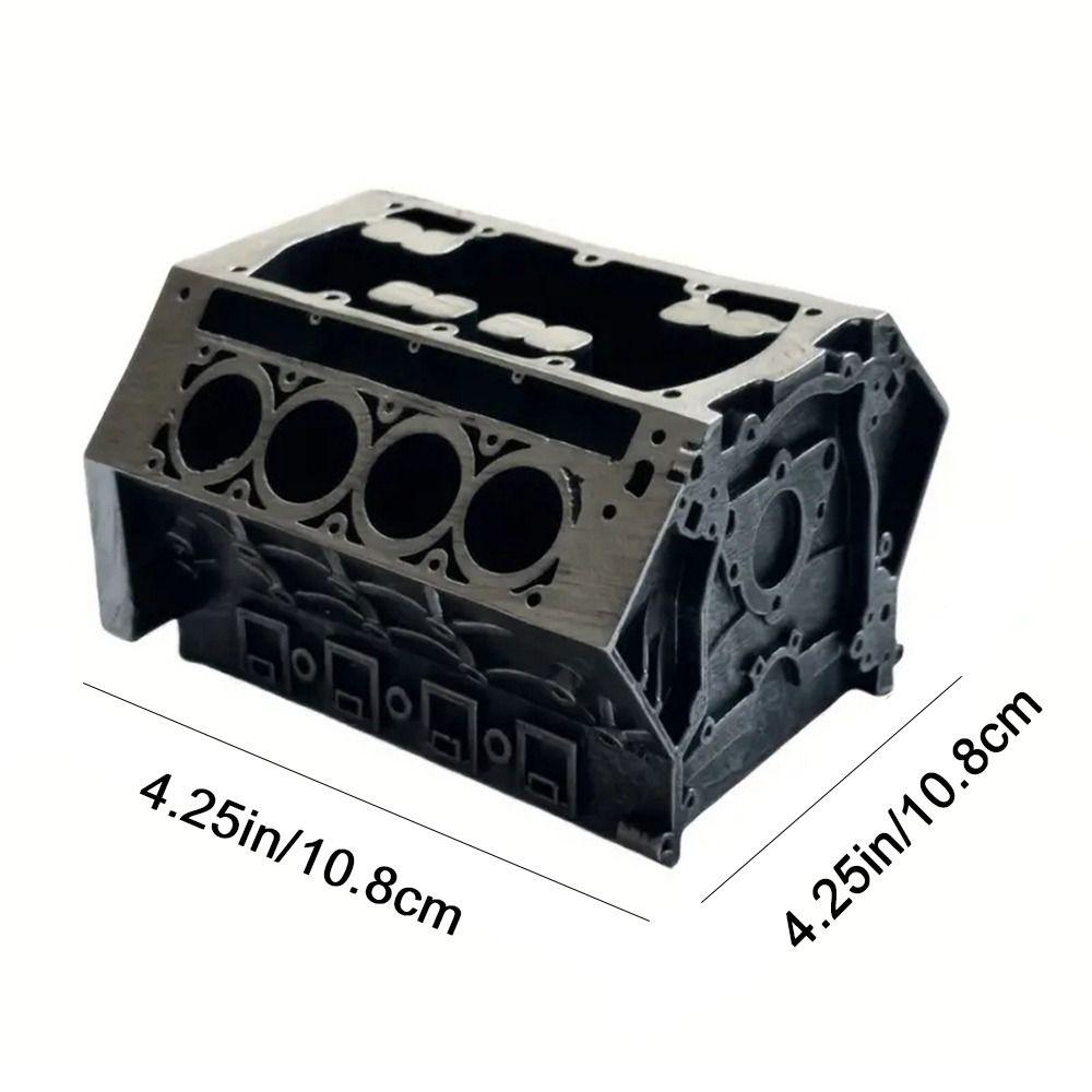 Unique Resin Engine Shape Business Card Holder Large Capacity Black Business Card Bracket Decorative Pen Holder Front Desk