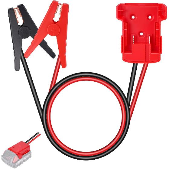 Jumper Cables Adapter With Alligator Clips Compatible With Milwaukee M18 18V Battery, 2FT 8AWG Silicone Wire Jumper Starter, Automotive Booster Cable