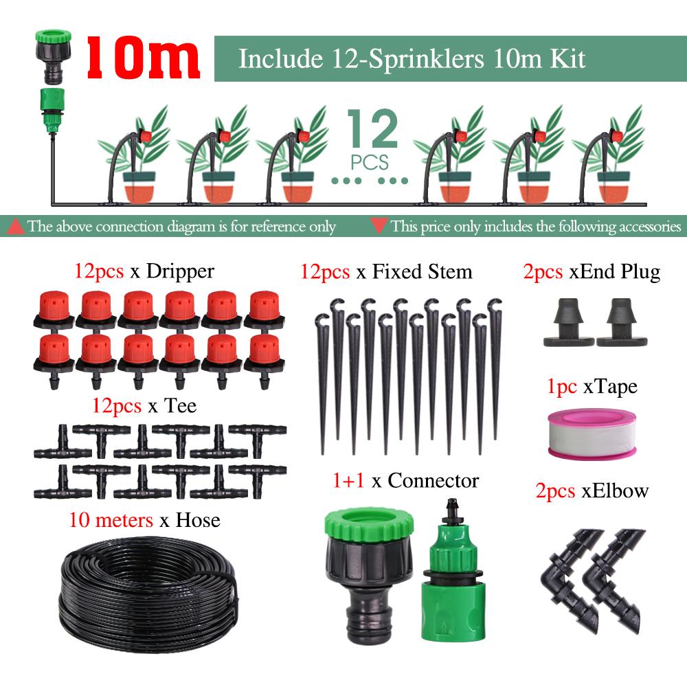 5-50m Garden 1/4'' Drip Irrigation Kit Automatic Watering System Nozzles for Farmland Bonsai Plant Flower Vegetable Greenhouse