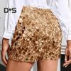 Sequin Shorts for Women Elastic Waist Straight Leg Sparkly Party Mini Shorts High Waist Shiny Nightclub Outfits