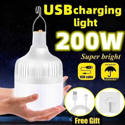 1/2pcs  Camping Light USB Rechargeable LED Emergency Lamp Outdoor Portable Lanterns with Hook for BBQ Tents Battery Bulb