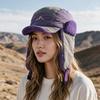 Unisex Winter Aviator-Style Earflap Hat With Embroidered Patch Windproof Warm Fleece Cap Skiing Hiking Outdoor